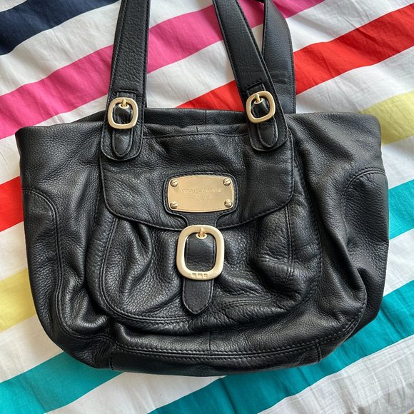 michael kors black soft leather with top zipper shoulder bag - Picture 1 of 5